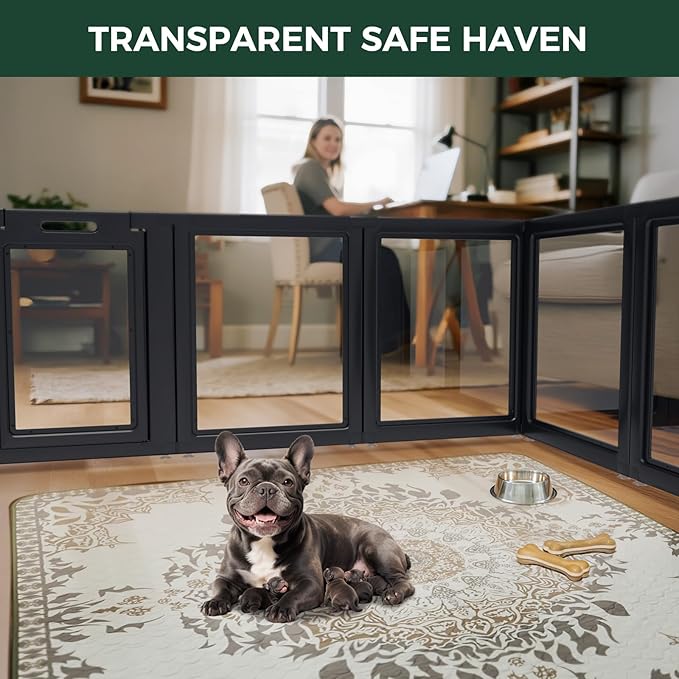 FXW AuraSpace Acrylic Indoor Dog Playpen for Small and Medium Dogs, 30 Inch, 10 Panels, Black