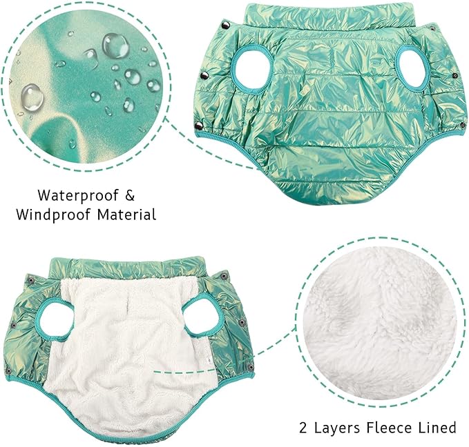 ASENKU Dog Winter Coat - Waterproof Windproof Dog Jacket, Warm Snowproof Doggie Puffer Vest for Cold Weather, Lightweight Snow Coats for Small Medium Large Dogs(Mint Green, XS)