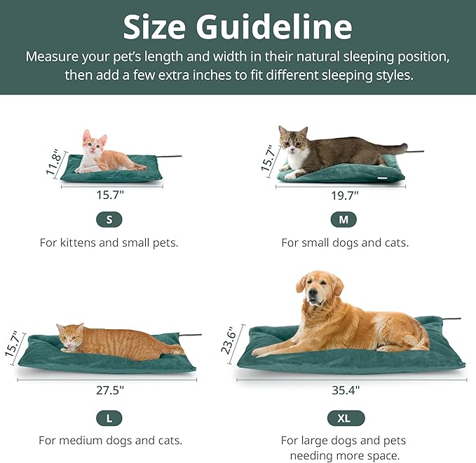 Outdoor Heated Dog Bed, Soft Pet Heating Pad with Steel-Wrapped Cord, Outside Pet Warmer for Feral Cats and Dogs, 35.4" x 23.6", 80 Watts