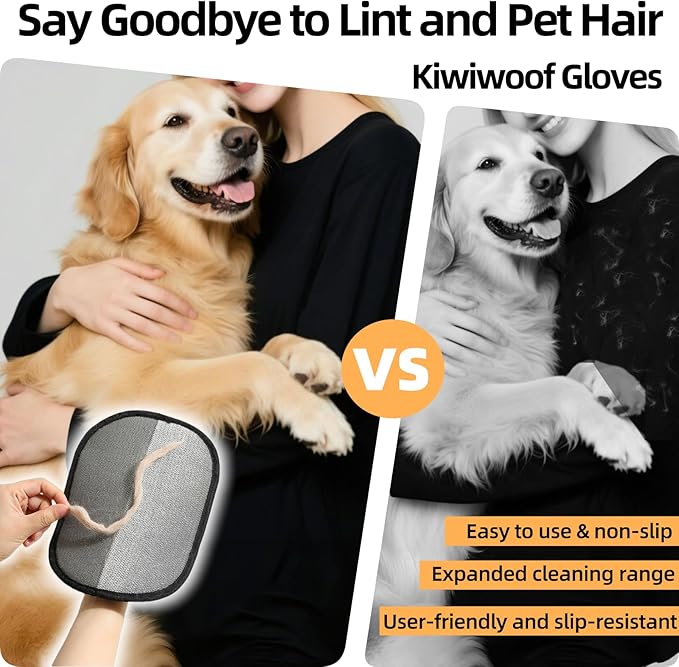 2Pcs Electrostatic Pet Hair Removal Gloves for Cats & Dogs,2025 New Upgraded Reusable Quick De-Shedding Grooming Gloves,Animal Fur Remover Tool for Couch,Carpet,Furniture,Car Seat,Clothing,Curtain