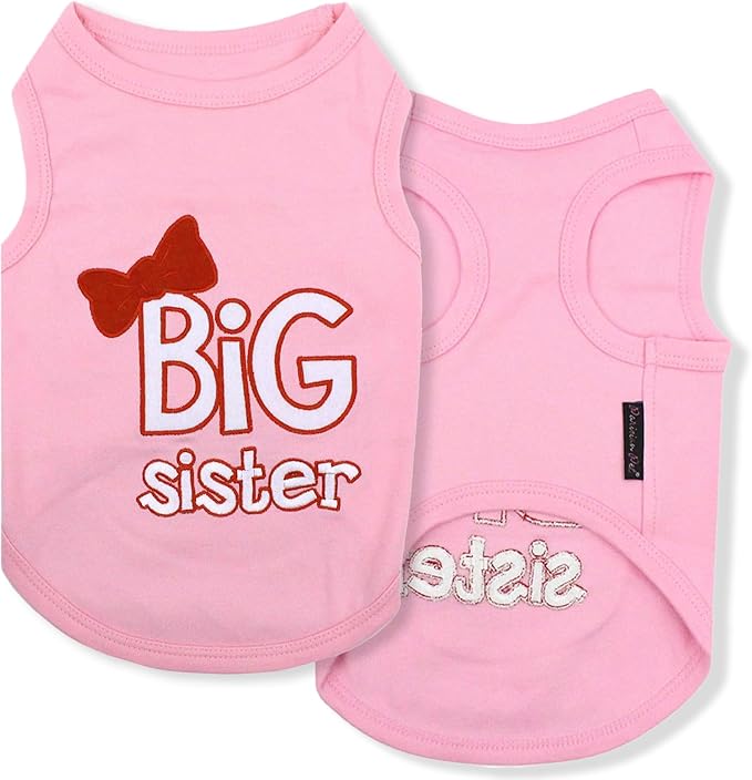 Parisian Pet Dog T-Shirt with Embroidered ' Big Sister '