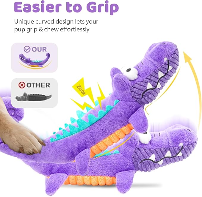 Tough Dog Toys Indestructible, Stuffed Chew Large Dog Toys to Keep Them Busy, Interactive Squeaky Tug of War Doggie Toy, Chew Guard Technology