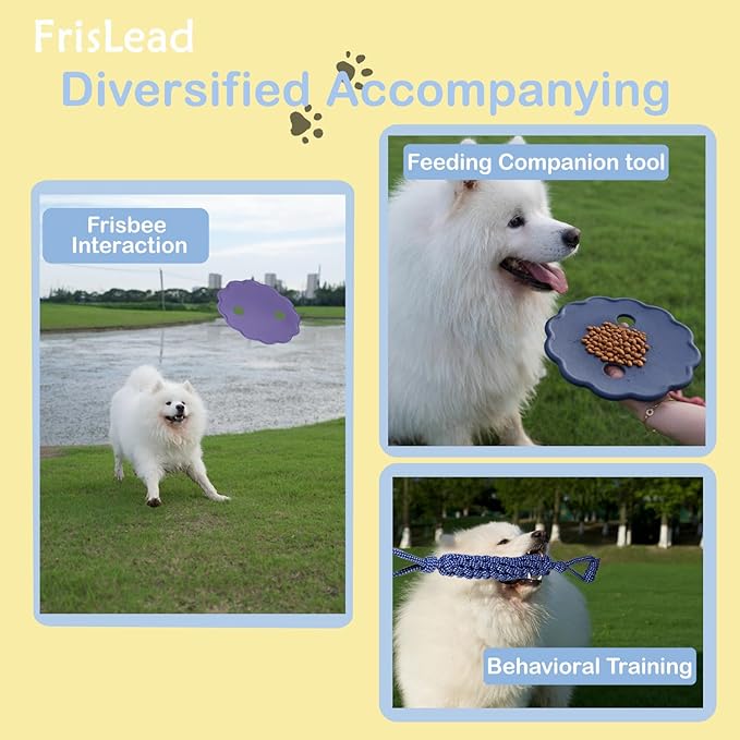 Dog Toys, Tough Rope Toy, Frisbee, Puppy Teething Toys, 2-in-1 Tug of War Rope Flying Disc, Puppy Chew Toys for Teething, Lick mat for Dogs, Interactive, Durable Outdoor Dog Toy (Lilac)