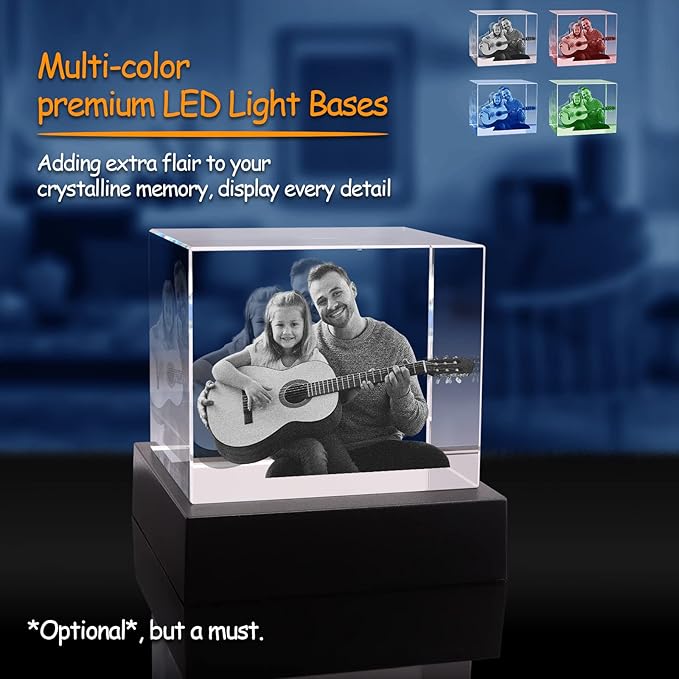 Personalized Dog, Cat Memorial Gifts for Pet Owners. Gift Box Included, Customized Laser Etched Crystal Photo (Medium Landscape)