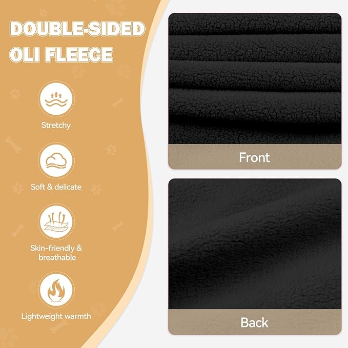 Dog Sweaters for Small Dogs,Dog Hoodies,Warm Fleece Sweatshirt with Hood & Pocket,Leash Hole,Cozy Cold Weather Puppy Clothes Pet Sweater for Small Dogs(Black,S)