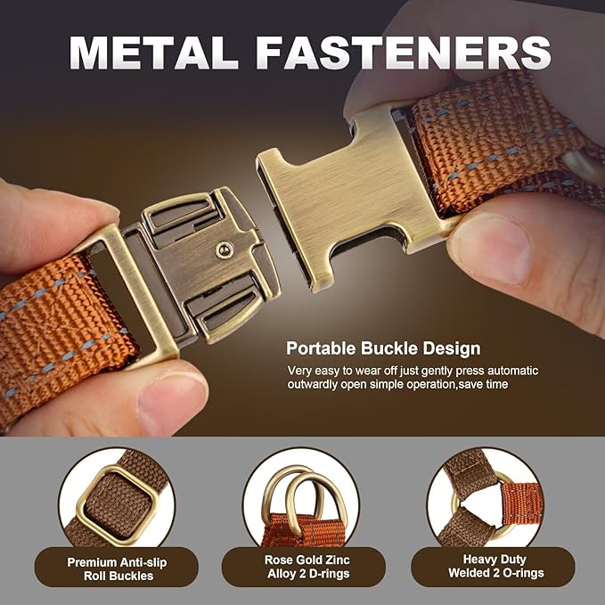 Didog Step in Dog Harness with Metal Buckles, Freedom Nylon Dog Halter Vests for Medium Dogs Easy Walking Training(M:Chest 19-28", Brown)