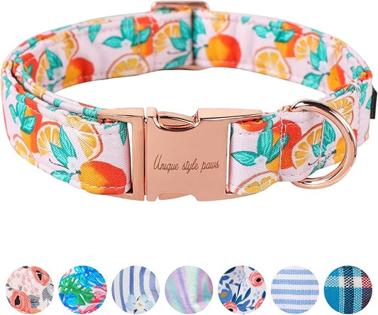Unique style paws Dog Collar Metal Buckle Gift for Small Medium Large Boys Girls Dogs orange XL