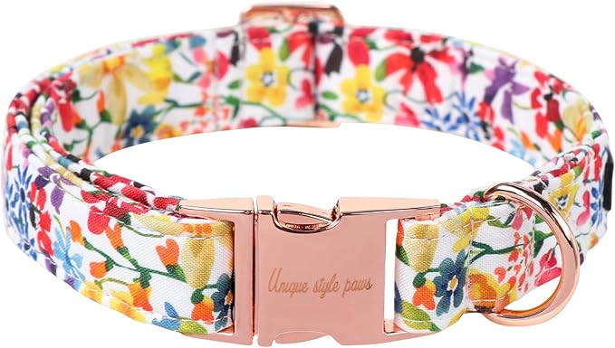 Unique style paws Dog Collar Metal Buckle Colorful Flower Collar Gift Durable Cute Collar for Small Medium Large Boys Girls Dogs
