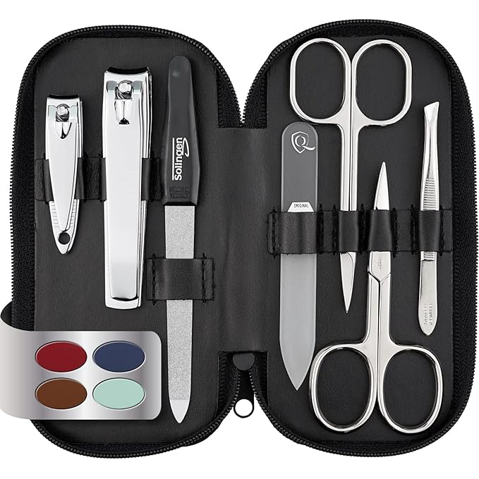 marQus Manicure Sets for Women & Men from Solingen Germany with glass nail file - Quality Grooming Kit Incl. Nail Clippers & glass nail file, Nail Kit Perfect for Pedicure.