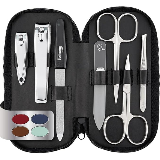 marQus Manicure Sets for Women & Men from Solingen Germany with glass nail file - Quality Grooming Kit Incl. Nail Clippers & glass nail file, Nail Kit Perfect for Pedicure.