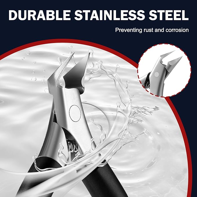 FVION Toenail Clippers for Ingrown Toenail, Straight Nail Clippers for Ingrown Toenails, Professional Ingrown Toenail Treatment for Adults, Seniors, Men and Women (Black)