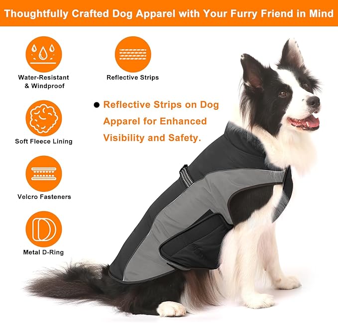 Warm Dog Winter Coat, Gimilife Dog Sweater Cold Weather Coats Waterproof Dogs Apparel Clothes Pet Jacket Padded Vest Outfit for Small Medium Large Dogs