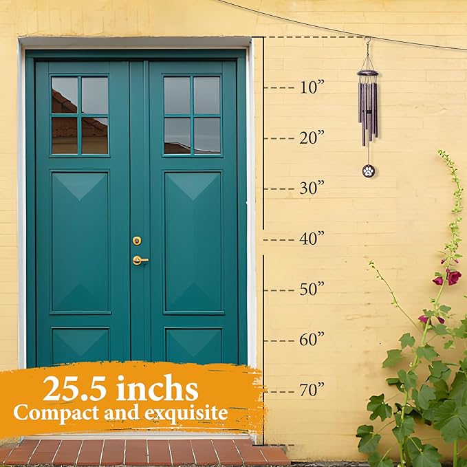 Pet Memorial Gifts for Loss of Dog, 25 inch pet Memorial Wind Chimes, Loss of Dogs Sympathy Gift, Dog Remembrance Gift, Bereavement Gifts Dogs, in Memory of Pets Wind Chimes for Outside Garden