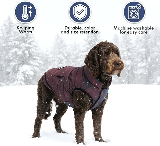 Spark Paws Dog Winter Jacket, Water-Resistant Coat, Warm Reflective Windproof Fleece-Interior, for Medium and Large Dogs - Cosmic - M