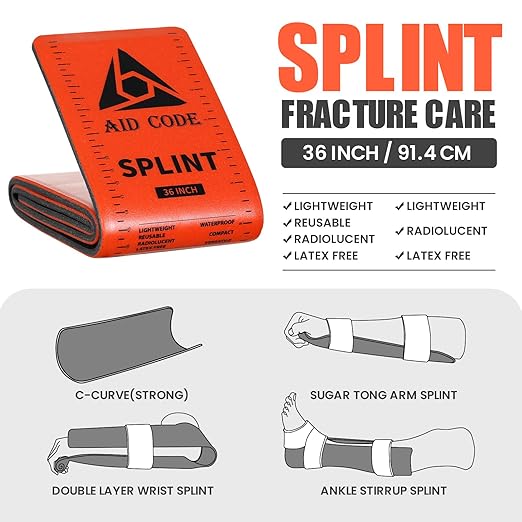 First Aid Splint 36" X 4.3",Emergency Splint Kit for Arm Leg Broken Bones Fracture,Ideal for Sports, Home, First Aid Refill and Pets (4 pack combo)