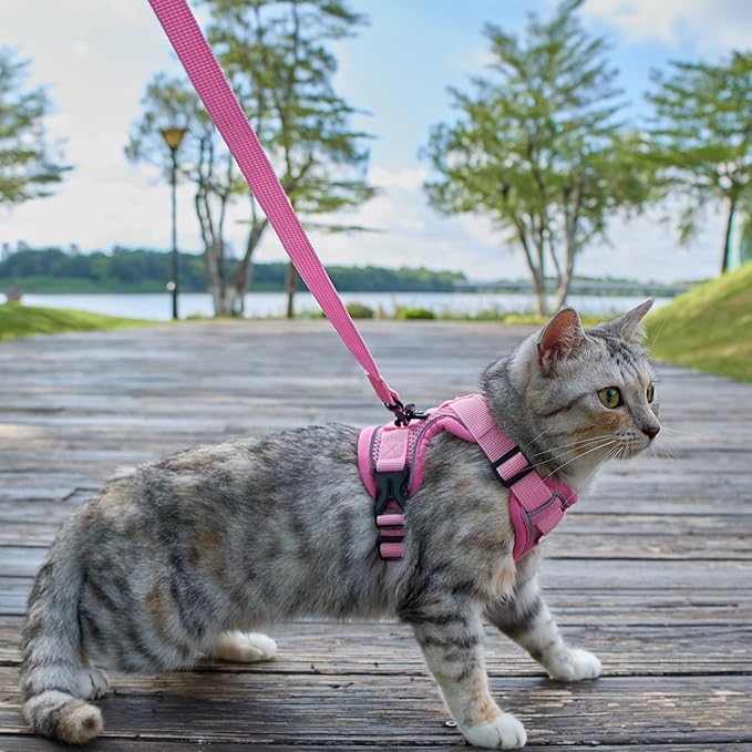 Cat Harness and Leash Set Escape Proof Tactical Small Kitten Harness Emotional Support Cat Vest, Pink, S