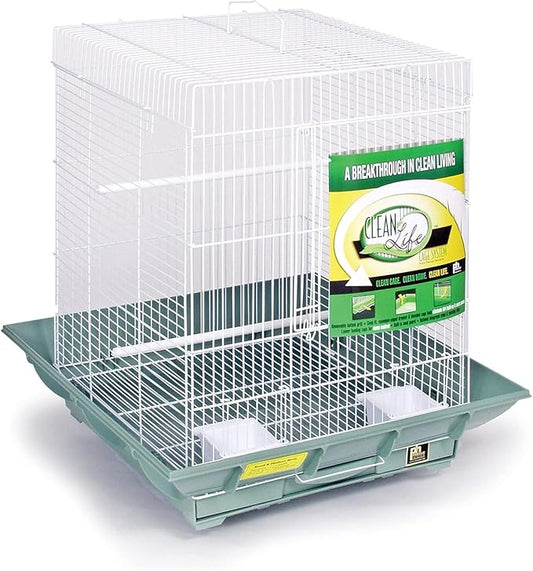 Mountain Majesty Clean Life Bird Cage with Spacious Interior, Durable Build, Easy-to-Clean Features, and Secure Design for Birds' Comfort Green