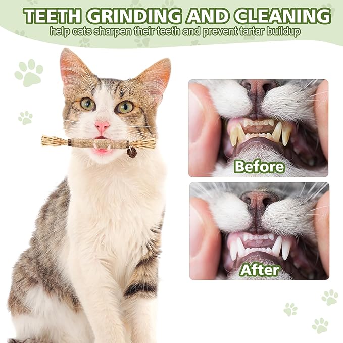 8 Pack Catnip Chew Toys for Cats,Cotton Sisal Rope Toys,Cat Natural Silvervine Sticks,for Cat Teeth Cleaning and Dental Care,Interactive Toy for Bored Indoor Cats