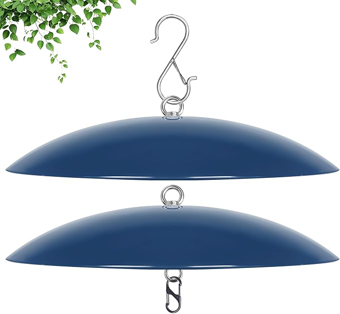 Bird Feeder Dome Guard,Squirrel Baffle for Hanging Feeder,13-Inch Cover for Shepherd's Hook in The Outdoors (Blue), 2 Pack
