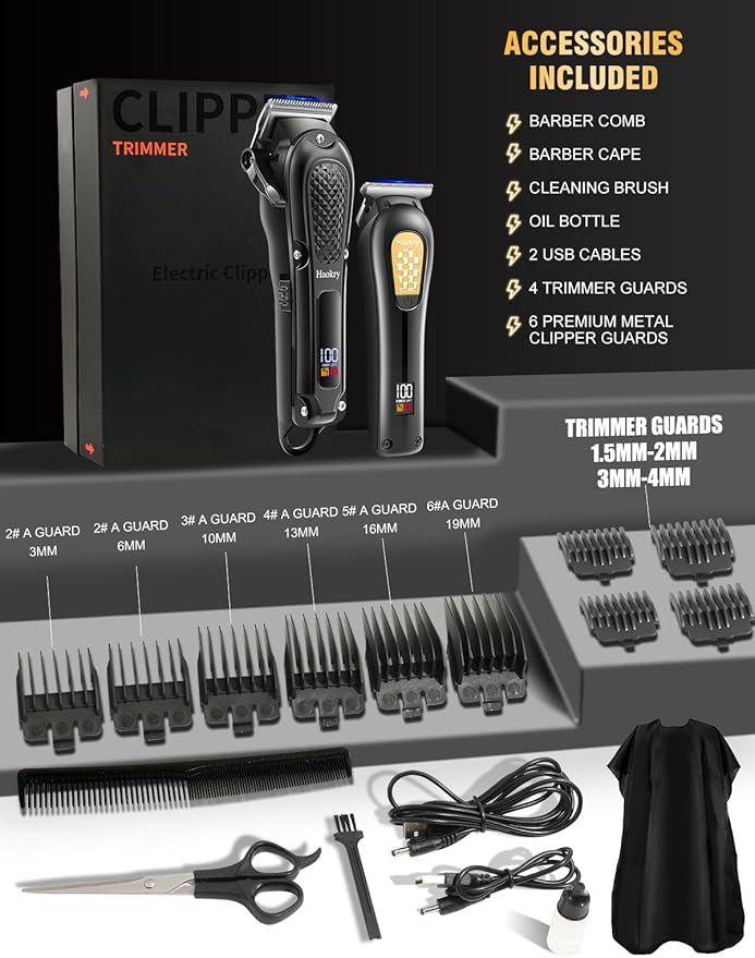 Hair Clippers & Trimmer for Men,Professional Barber Clippers and Trimmers Set,Mens Cordless Hair Clipper for Barbers Haircut Kit,Beard Trimmer,Rechargeable Electric Shaver