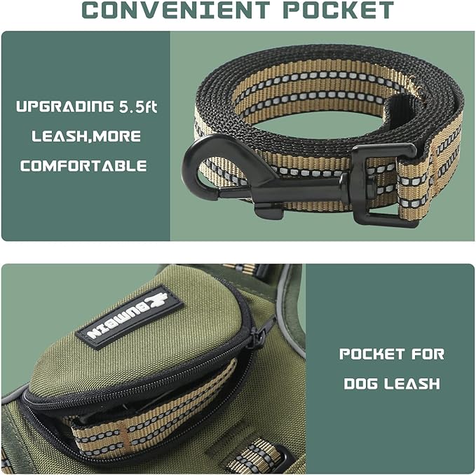 No Pull Dog Harness for Small Dogs, Adjustable No Choke Pet Vest with Dog Leash Fit Smart Reflective Pet Walking Harness for Training Easy Control Soft Handle Green S