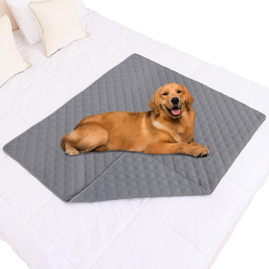 Smiry Waterproof Dog Bed Cover Pet Blanket, Soft Washable Dog Blanket for Furniture Bed Couch Sofa Reversible, Checkered (40"x50", Grey/Grey)