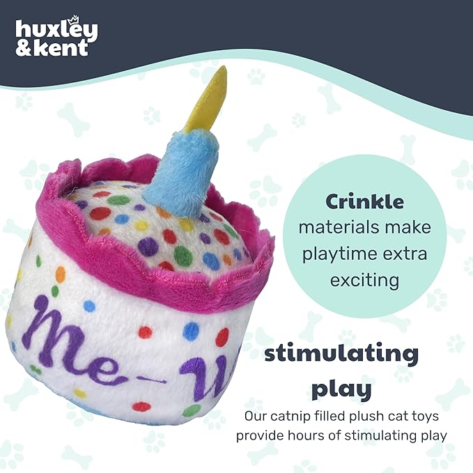 Huxley & Kent Plush Cat Toy - Interactive Catnip Toy for Cats & Kittens - Soft with Crinkle & Catnip - Fun Indoor Play - Mewow Cake