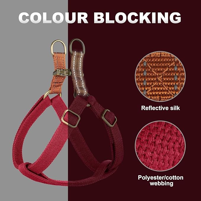 Didog Step in Dog Harness with Metal Buckles, Freedom Nylon Dog Halter Vests for Small Dogs Easy Walking Training(S:Chest 13-22", Red)