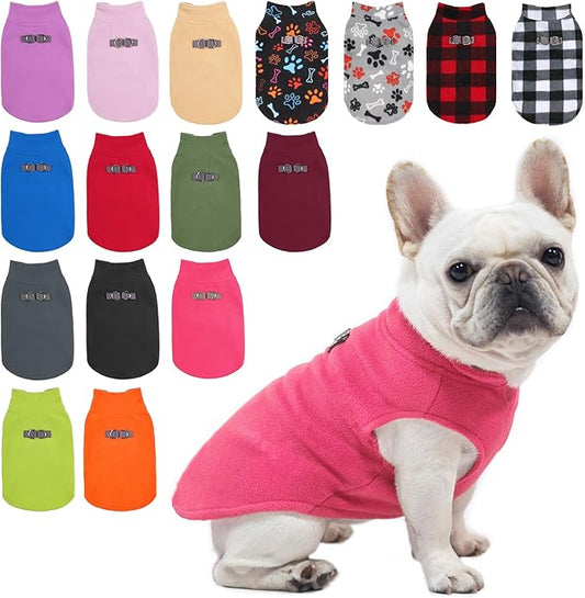 BEAUTYZOO Dog Fleece Vest Sweater Winter Jacket for Small and Medium Dogs with D-Ring Leash Cold Weather Coat Hoodie for XS S M Dogs Boy or Girls,Rose M