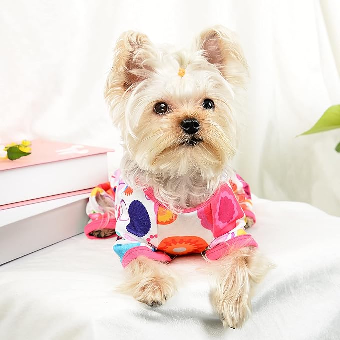 Dog Clothes for Small Dogs Boy Girl, Dog Pajamas Tiny Chihuahua Yorkie Spring Summer Shirt, Cute Puppy Outfit Pjs Jumpsuit Cat Onesie Apparel Pet Clothes, XS