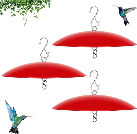 13" Bird Feeder Rain Cover,Bird House Dome Baffle,Hummingbird Feeder Guard for Shepherd's Hook Outdoors, (Bright Red), 3Pack
