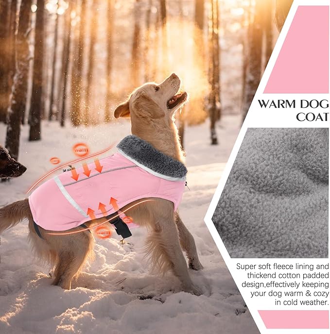 QBLEEV Warm Dog Coat: Reflective Winter Jacket, Thick Fleece Dogsnowsuit, Turtleneck Dog Clothes for Cold Weather & Size XL