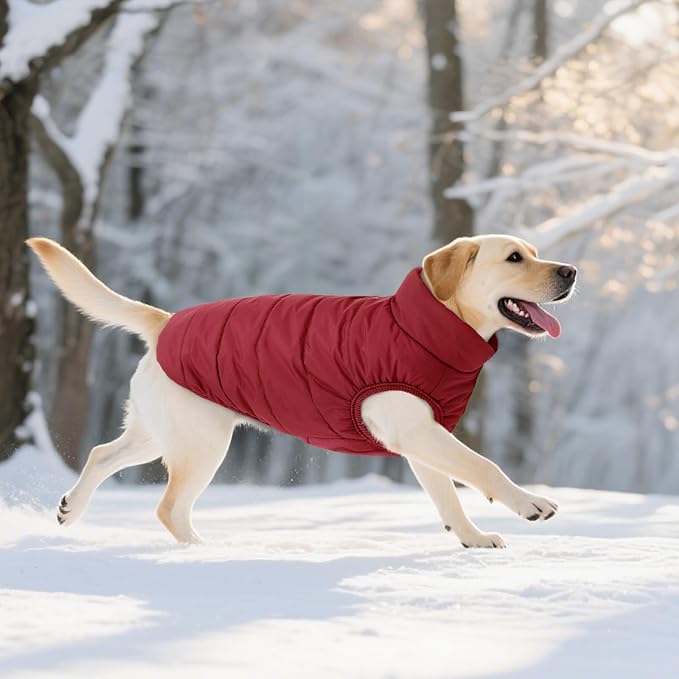 ASENKU Dog Winter Coat - Waterproof Windproof Dog Jacket, Warm Snowproof Doggie Puffer Vest for Cold Weather, Lightweight Snow Coats for Small Medium Large Dogs (3XL, Red)