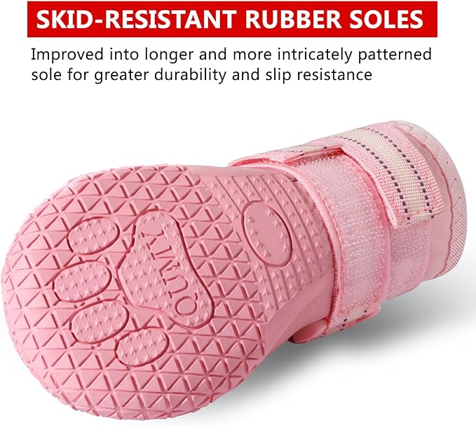 QUMY Dog Shoes for Large Dogs, Medium Dog Boots & Paw Protectors for Winter Snowy Day, Summer Hot Pavement, Water-Resistant in Rainy Weather, Outdoor Walking, Indoor Hardfloors Skid-Resistant Sole