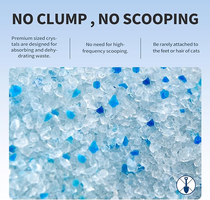 Cat Litter Crystals No Clumping Odor Control Kitty Litter Non-Clumping No scooping Low Dust, Low Tracking, Dehydrates Waste - 25.8 lbs (6 x 4.3 lb Packs)