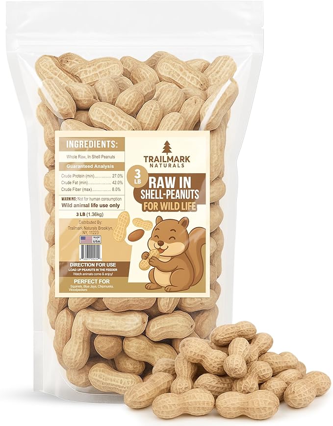 3 LB - Raw Peanuts For Squirrels, Raw In Shell Peanuts For Birds and Wildlife- Squirrel Food, Wild Bird Seed - Grown in The USA