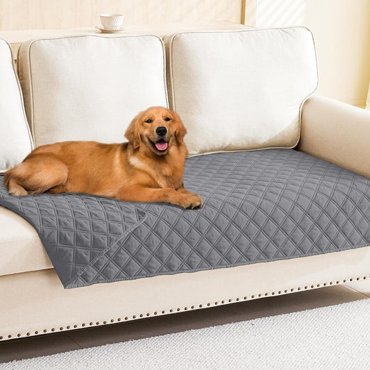 Smiry Waterproof Dog Bed Cover Pet Blanket, Soft Washable Dog Blanket for Furniture Bed Couch Sofa Reversible, Checkered (30"x70", Grey/Grey)