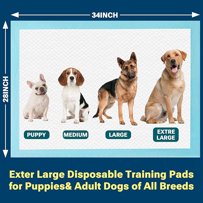 Extra Large Puppy Pads 28"x34",Super Absorbent Disposable Pee Pads for Dogs / Wee Wee Pads / Potty Training Pads, Incontinence Bed Underpads for Adults, 100 Count