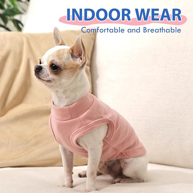 Dog Fleece Vest - Pink, S - Warm and Stretchable Sweatshirt | Sleeveless Lightweight Sweater, Pullover Design for Small Dogs, Chihuahua Clothes, Papillon, Pomeranian