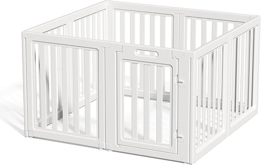 Clear Dog Play Pen,Pet Playpen with Door,Easy to Clean and Install Puppy pens for Both Indoor and Outdoor use (White, 30.3" Height, 10PCS)