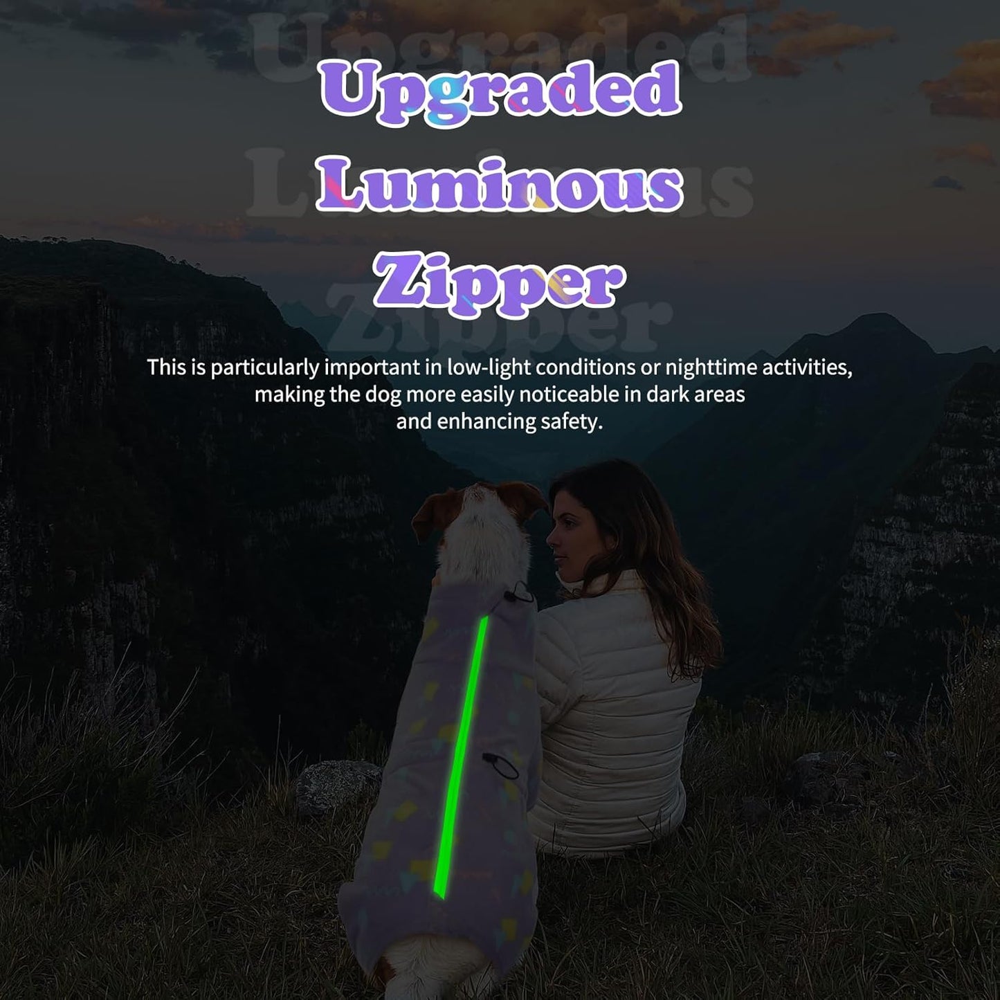 ROZKITCH Dog Winter Coat Soft Fleece Pullover Pajamas, Pet Windproof Warm Cold Weather Jacket Vest with Luminous Zipper, Jumpsuit Apparel Outfit Clothes for Small Medium Large Dog Geometry M