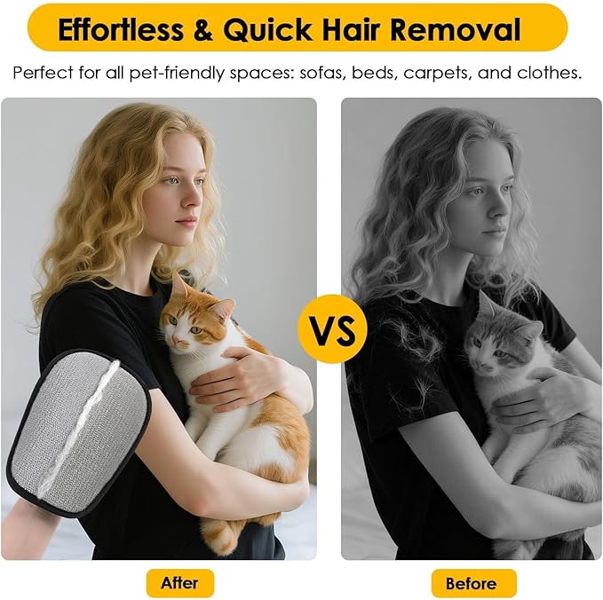 SAWMONG 2Pcs Pet Hair Removal Glove, Fan-Shaped Pet Hair Remover Glove Newly Upgraded, Removing Shed Pet Hair from Dogs & Cat, Reusable Pet Hair Removal Tool for Couch,Furniture, Carpet, Clothes