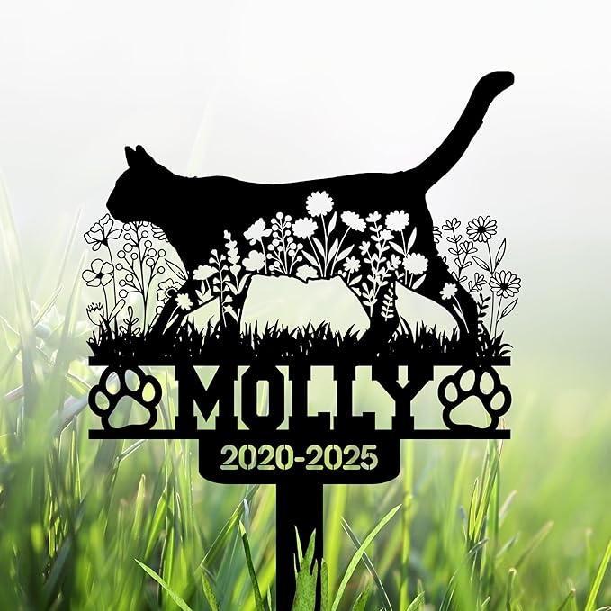 Custom Cat Grave Marker Outdoor, Personalized Pet Headstone for Garden or Cemetery Use, Pet Grave Markers Cat Memorial Stone in Sizes