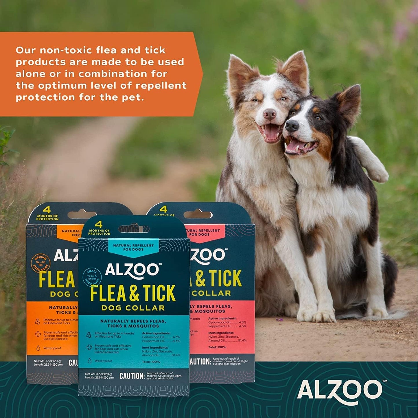 ALZOO Flea & Tick Dog Collar and 8 Fl. Oz. Flea & Tick Repellent Spray for Dogs, Medium-Sized Dogs: 16-40 lbs, 100% Plant-Based Active Ingredients