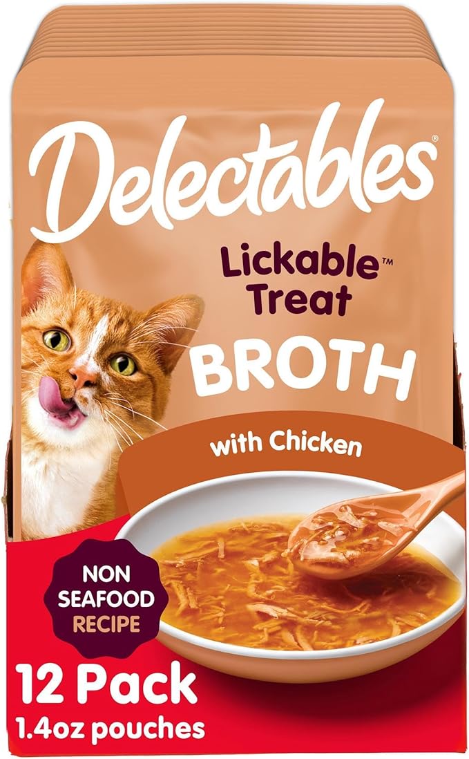 Hartz Delectables Savory Broths NonSeafood Chicken Lickable Wet Cat Treats, 12 Count