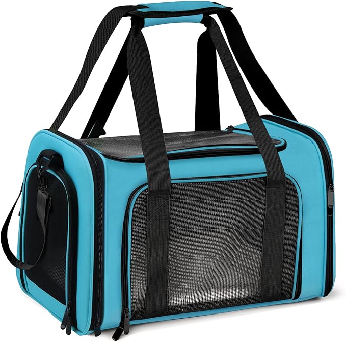 Large Cat Carriers Dog Carrier Pet Carrier for Large Cats Dogs Puppies up to 25Lbs, Big Dog Carrier Soft Sided, Collapsible Travel Puppy Carrier - Large - Blue