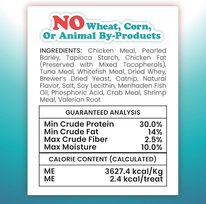 Meowijuana Crunchie Munchie Catnip Treats | Seafood Medley | Made with Organic Catnip | Produced in The USA | Low Calorie Cat Snack