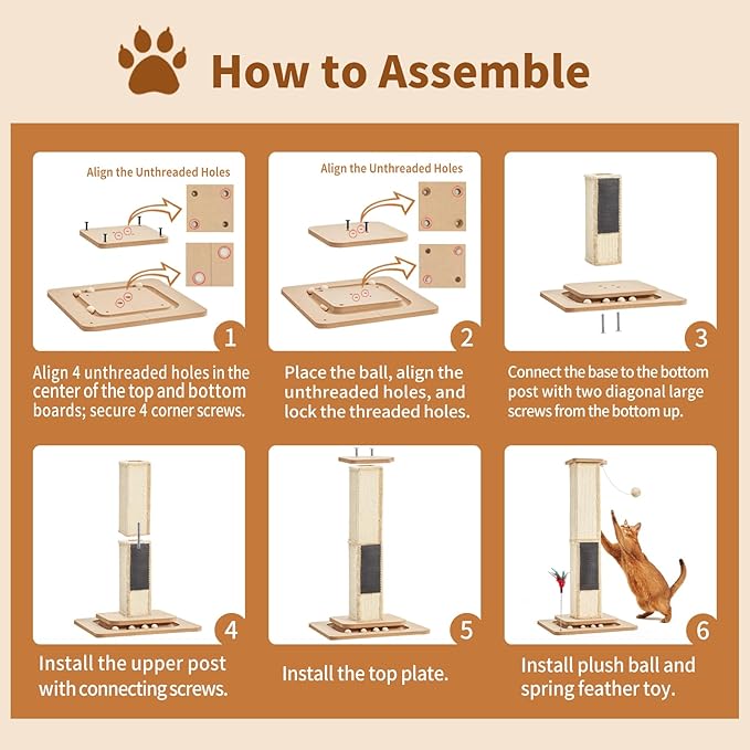Cat Scratching Post Sisal Scratch Posts for Indoor Cats Adults Tower Cat Scratch Furniture Protector Large Cat Scratcher Kitten Toys Tall 33 Inch