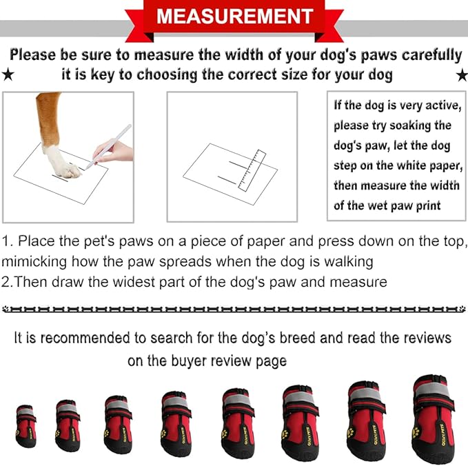 QUMY Dog Shoes for Large Dogs, Medium Dog Boots & Paw Protectors for Winter Snowy Day, Summer Hot Pavement, Water-Resistant in Rainy Weather, Outdoor Walking, Indoor Hardfloors Skid-Resistant Sole