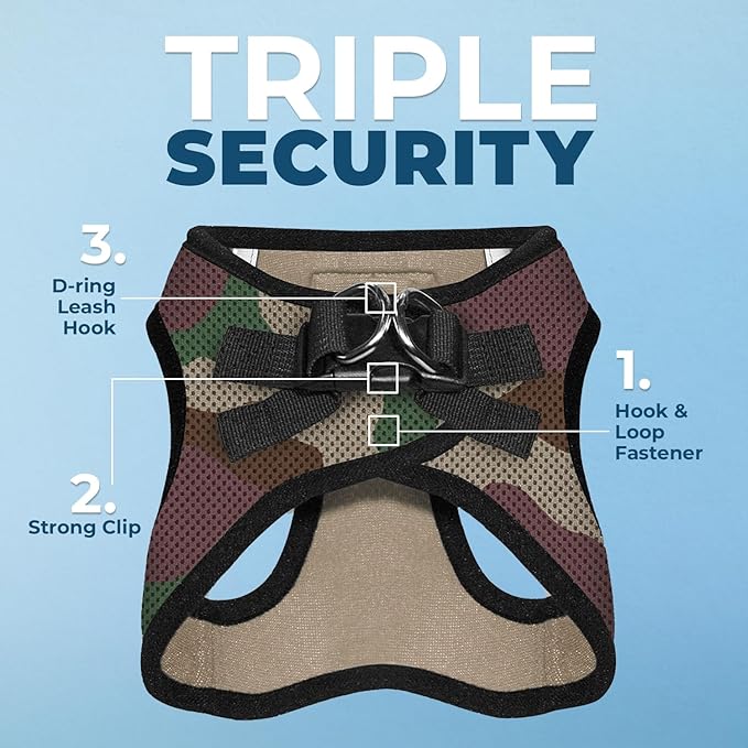 Voyager Step-in Air All Weather Mesh Harness and Reflective Dog 5 ft Leash Combo with Neoprene Handle, for Small, Medium and Large Breed Puppies by Best Pet Supplies - Army/Black Trim, XXX-Small